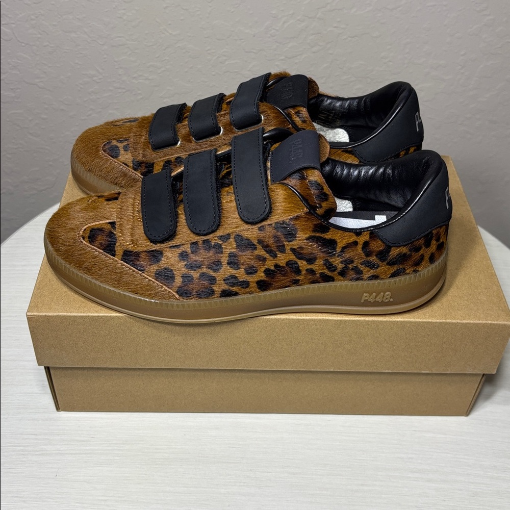 NIBox P448 Capri 2 Leo Dark Leopard Calf Hair Velcro Sneakers Size 38 - Picture 10 of 13